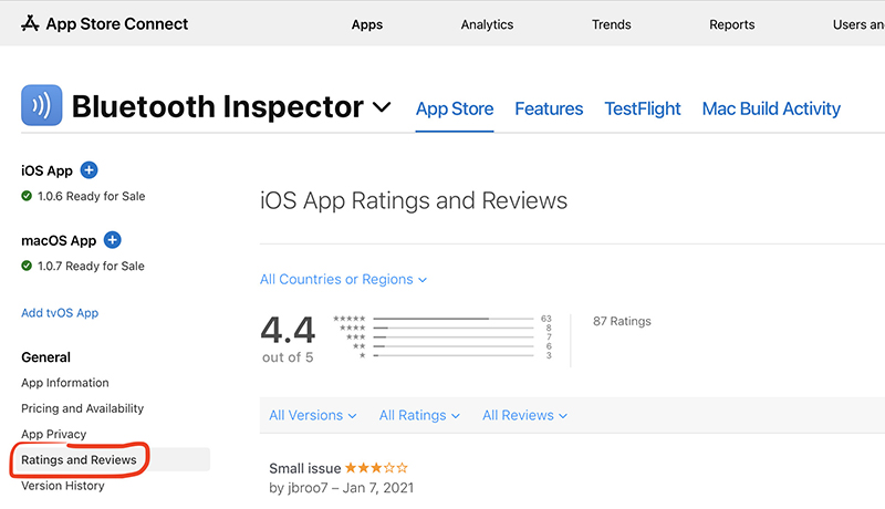 App Store ratings and reviews